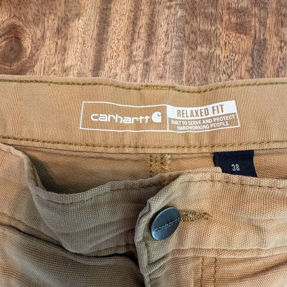 Carhartt Shorts Mens 38 Beige Canvas Rugged Flex Relaxed Fit Work 9 Inseam
